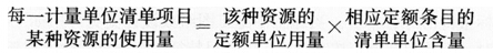 每一計量單位清單項(xiàng)目某種資源的使用量