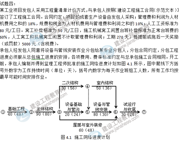 2015年造價工程師《建設工程造價案例分析》試題及答案(案例四)