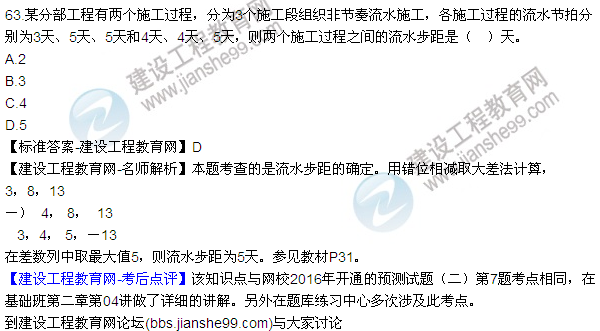 2016監(jiān)理質(zhì)量、投資、進度控制試題及答案（43-63）