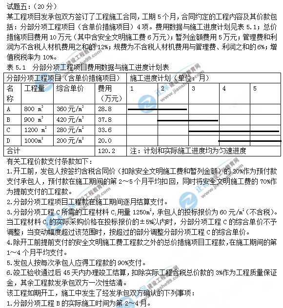 2018年一級造價(jià)工程師考試案例分析試題及答案解析
