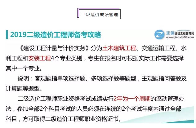 二級(jí)造價(jià)成績管理 