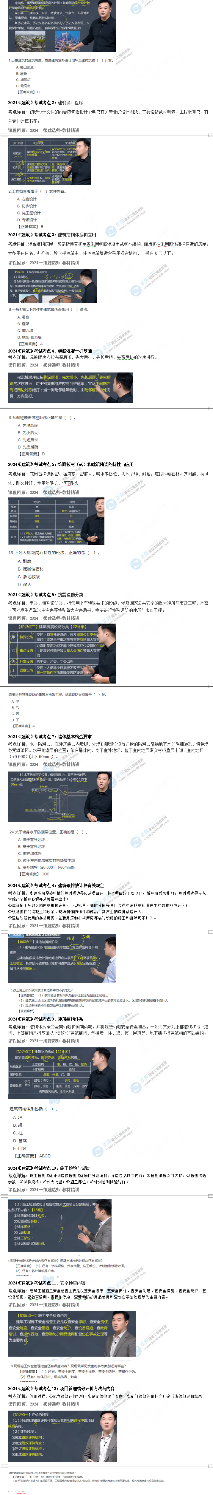 一建建筑考點回顧