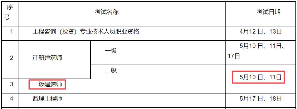 2025年江蘇二級建造師考試時(shí)間5月10日、11日